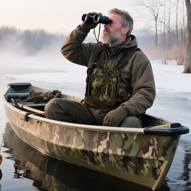 WOLFHUNT Binoculars Harness, Bino Chest Pack with Rangefinder Pouch, Binoculars Bags Magnetic Opening Bino Case Triple-Use Mode, Hunting Chest Pack with Tether Straps, Molle System & Lens Cleaning Cloth - Image 2